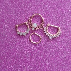 Set 4 rose gold septum rings
